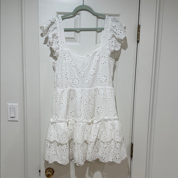 Lovers + Friends White Eyelet Ruffle Mini Dress - Picture 3 of 5